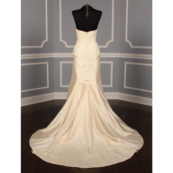 ANNE BARGE Bridal Wedding Dress Ivory Silk Lace Strapless Sheath Morelle Gown 10 - Picture 8 of 13